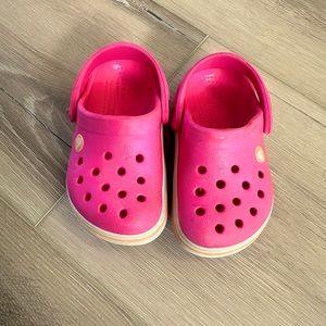 Crocs little kids size6, pink+white. Gently used condition.